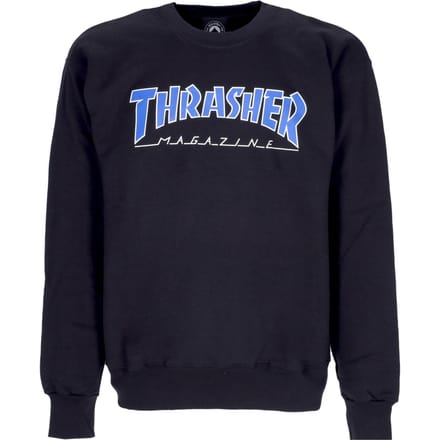 Outlined sweatshirt voor heren met ronde hals, zwart/blauw