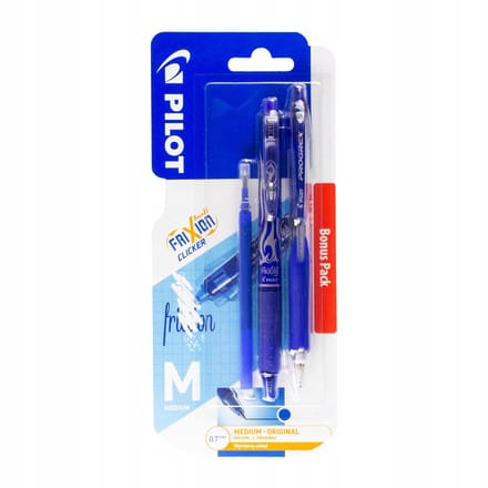 Pilot FriXion Clicker 0.7 set: Blauwe pen, potlood & vulling