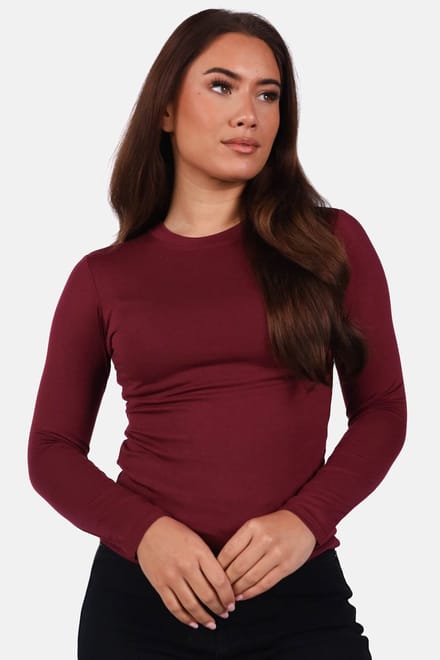 Getdrezzed Top - Maat: XL - Dubbel gevoerde basic top met ronde hals bordeaux
