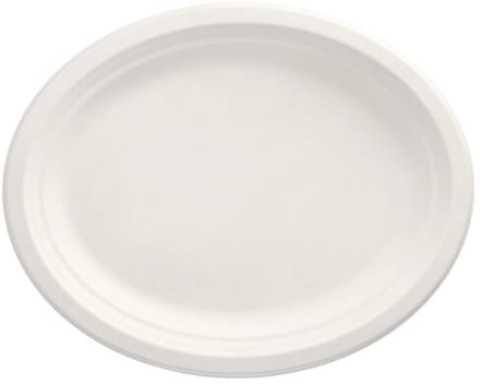 50 Borden van suikerriet pure ovaal 32 cm x 25,5 cm x 2 cm wit