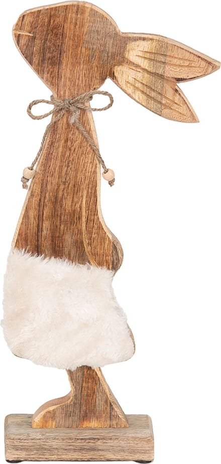 Clayre & Eef Beeld Konijn 18x6x40 cm Bruin Wit Hout