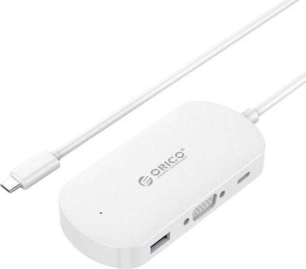 Orico 3-in-1 Type-C hub met USB 3.0 Type-A, Type-C PD en VGA poorten - Power Delivery - IC chip - Kabellengte 30 CM - Wit