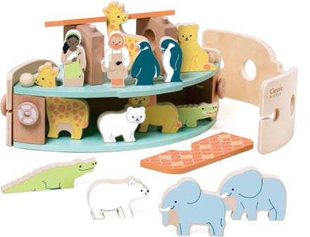 Classic World Wooden Noah's Ark Boat Building Set with Animals 16dlg.