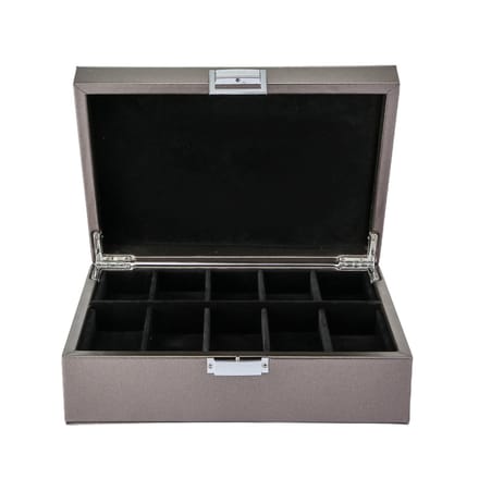 Emilie collection - horlogedoos - metallic zilver - luxe opbergdoos voor 10 horloges - maat medium