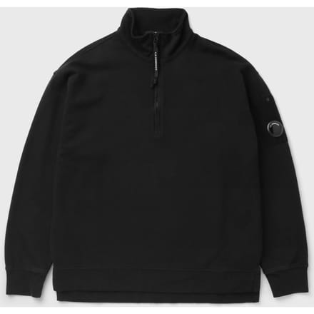 BRUSHED AND EMERIZED DIAGONAL FLEECE MIXED BOXY CREWNECK LENS SWEATSHIRT