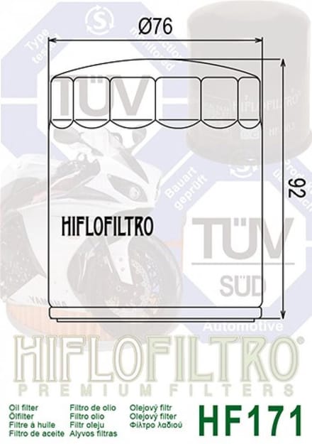 Oliefilter Hiflofiltro voor ULM Harley Davidson 1450 FL ELECTRA GLIDE 2007 tot 2015 Nieuw