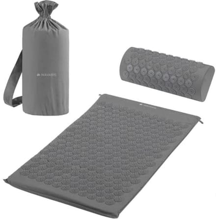 Acupressure mat and cushion set - Ideal for back, neck, and shoulder relaxation - Includes carry bag - Grey