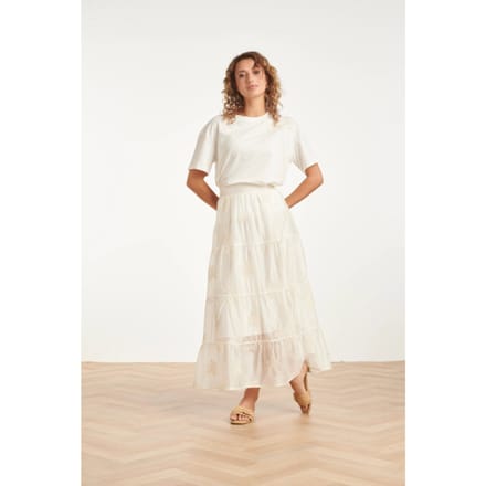 Smashed Lemon Zwierige maxi-rok met geborduurde print en stroken |