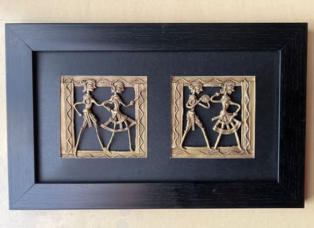 Chaque Decor Warli Brass Figurine Wall Art] Painting (With Frame)