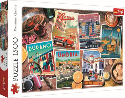 Legpuzzel Europa - Collage Puzzel - Creatief Amusement - 1500 Stukjes - 85 x 58 cm - Reizen Thema
