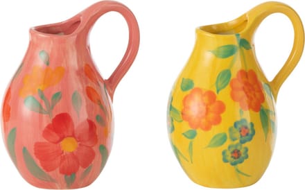 J-Line vaas Jug Alegria - keramiek - mix - 2 stuks - Ø 9 cm
