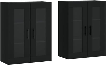 vidaXL Hanging cabinets 2 pcs processed wood black