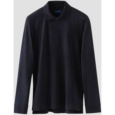 Eton Polo Interlock Long Sleeve Organic Supima Cotton Jersey Navy / male
