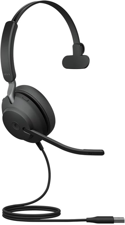 Bedrade noise cancelling mono headset met 3-microfoontechnologie en USB-A kabel - Geschikt voor Zoom en Google Meet