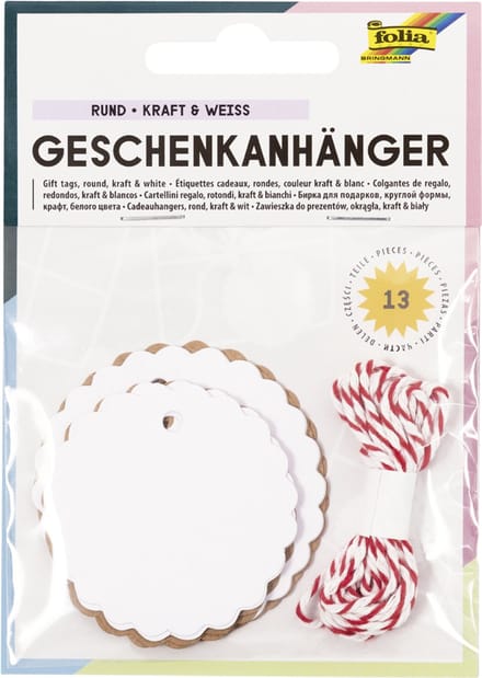 Cadeau-labels lang, naturel & wit, inclusief koord