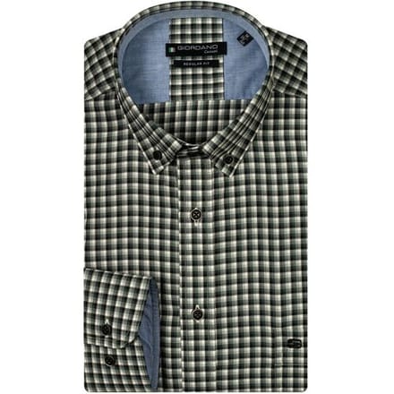 Giordano Overhemd Ivy Button Down Colorful Twill Check Donker Groen / male