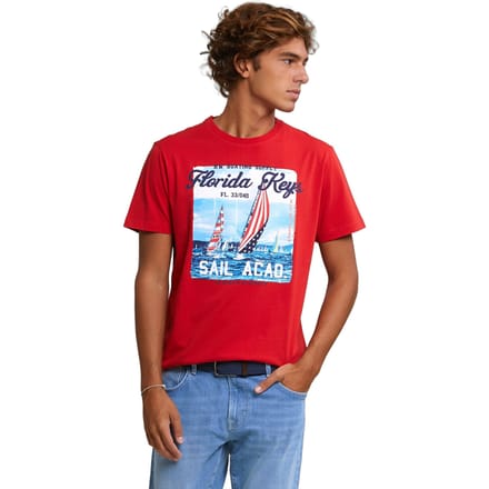 River Woods Normal Fit Basic T-shirt Short Sleeves Harvard Red Taglia: S | T-shirt stampate Outlet | Uomo | Rosso
