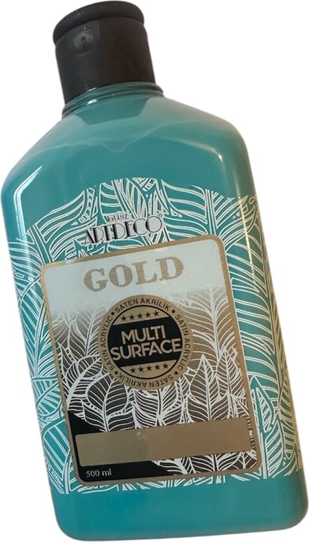 Artdeco Gold Multi-Surface Acrylverf 500ml Turkoois , Glasverf, houtverf, keramiekverf, DIY Projecten
