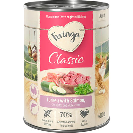 6x400g Zalm/Kalkoen Classic Meat Menu Feringa Kattenvoer