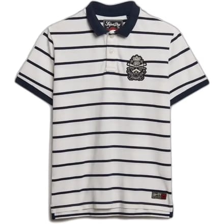 Superdry Crest Stripe Korte Mouw Poloshirt Wit L Man