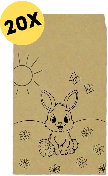 20 kleine kraft paaszakjes - inkleurbaar - 8,5 x 13,2 cm