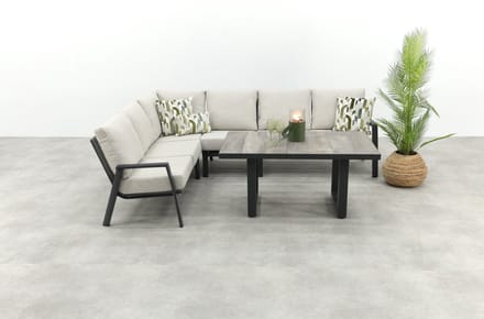 Lagos/Darwin lounge dining set - antraciet - links & rechts