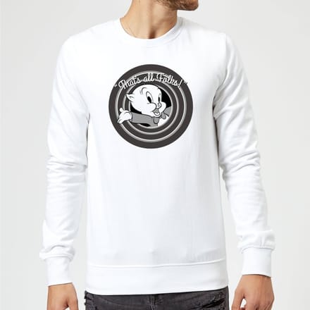 Looney Tunes Porky Pig Circle Logo Trui - Wit - S