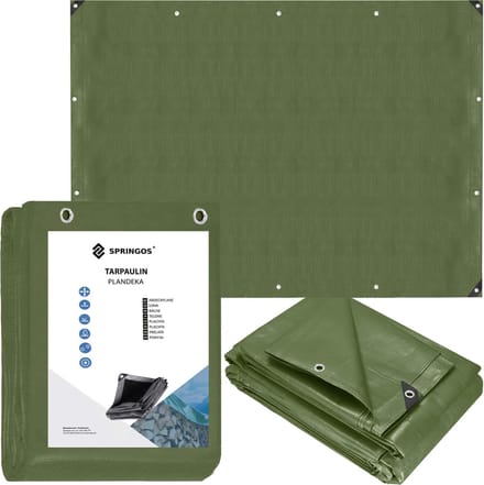 Springos Afdekzeil | Dekzeil | Zeildoek | Waterdicht | PVC | 2 x 4 m | 120 g/m2 | Groen