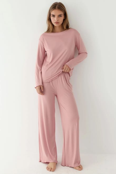 Gezellige Relaxed Fit Lange Mouwen Pyjama Set