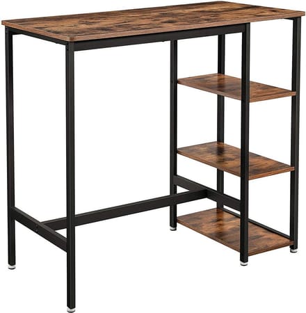 Bartafel - Hoge eettafel - 3 Zijplanken - Industriële look - Bruin