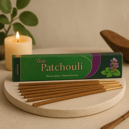 6x Bâtonnets d'Encens Masala Patchouli roulés à la main, 12 Bâtonnets