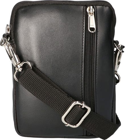 Leather Design Schoudertasje/Riemtasje Zwart