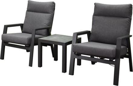 Vegas lounge balkonset 3 delig verstelbaar aluminium antraciet