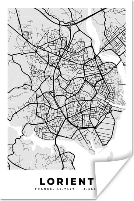 Poster Frankrijk - Lorient - Stadskaart - Plattegrond - Kaart - 20x30 cm