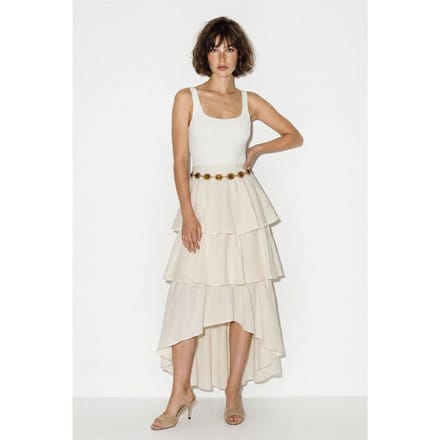 Hoog Taille Katoenen Poplin Midi Rok