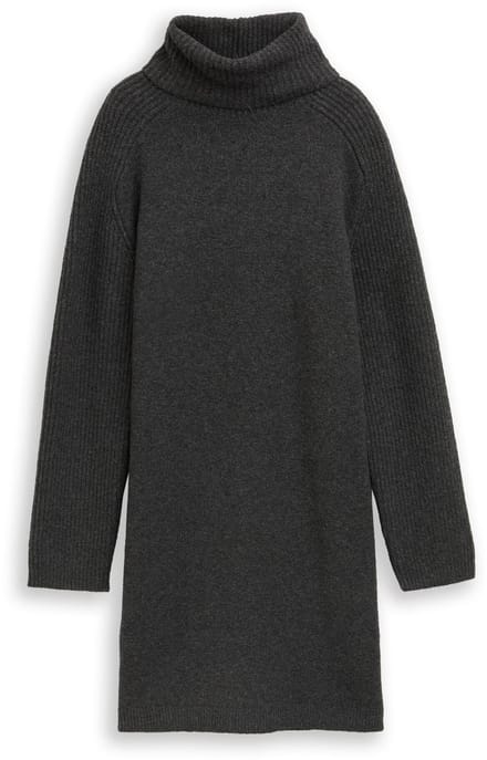 Tom Tailor Denim - Mini-jurk met col - Maat M - Shale Grey Melange