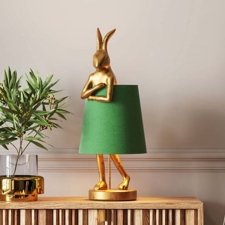 Kare Design - Tafellamp - Dierenlamp Konijn - goud/groen
