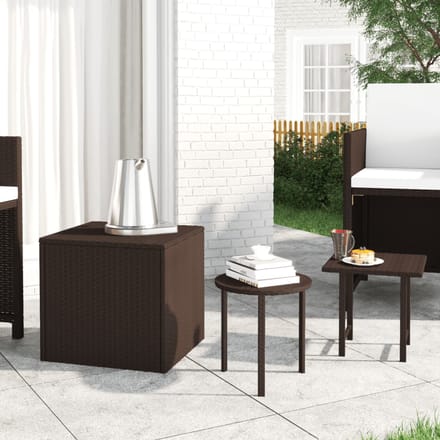 vidaXL - Tuinbijzettafels - 3 - st - poly - rattan - bruin