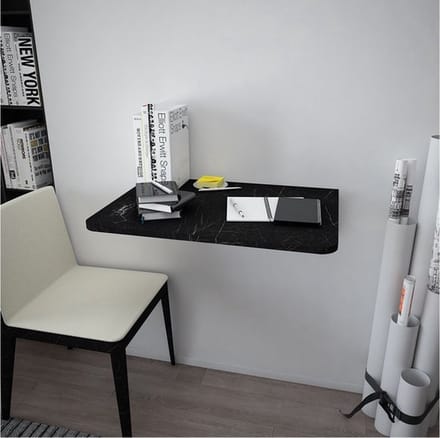 Nestly - Klaptafel - Bureau - Wandmontage - Zwart Marmer - 72x45 cm