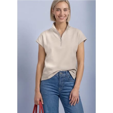 Mouwloos Shirt met Silk-Look en ritssluiting