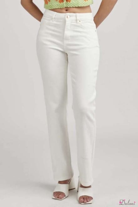 Broek Toxik3 hoge taille straight white jeans H2613-1