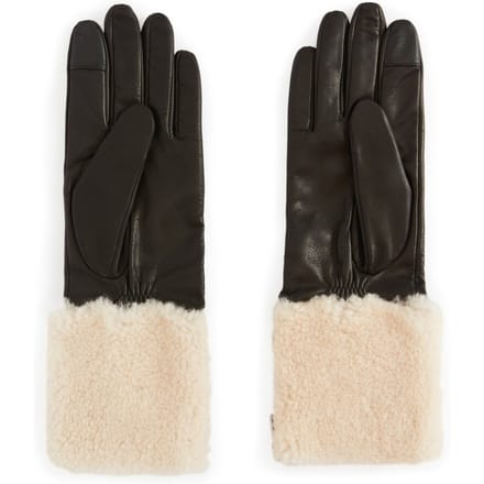 AllSaints Sasha Shearling Glov Black/ecru White Größe: S | Handschuhe Outlet | Damen | Weiß