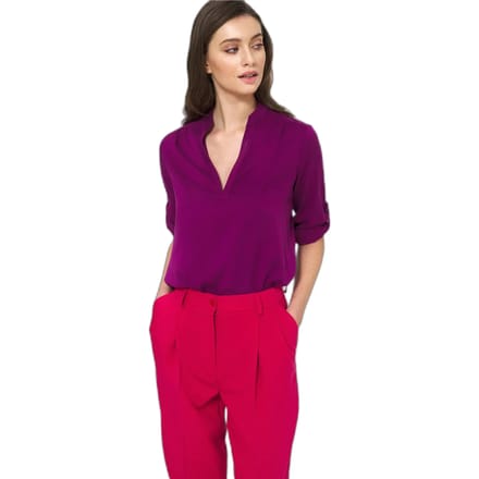 Viskose blouse met opgerolde mouwen voor dames Nife