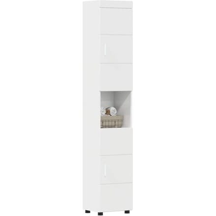 vidaXL - Badkamerkast - set - TULUM - Hoogglans - wit - 37 - x - 31,5 - x - 203 - cm