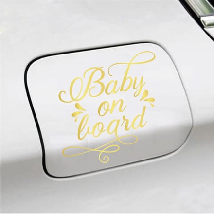 Bumpersticker - Baby On Board - 12,1 X 13,1 - Goud