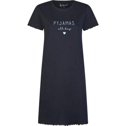 By Louise Dames Lang Nachthemd Korte Mouwen Donkerblauw - Maat S