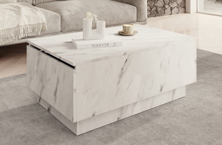 Meubella - Salontafel Micha - Wit marmerlook - 90 cm