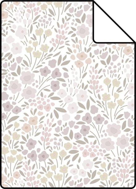 Proefstaal ESTAhome behang bloemetjes lila roze - 26.5 x 21 cm - 139531-S
