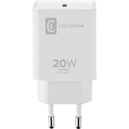 Cellularline Cellularline USB-C Charger 20W - iPhone 8 or later, Drinnen, AC, 12 V, Weiß USB-oplader 20 W 1x USB-C USB PD Wit Binnen Snellader