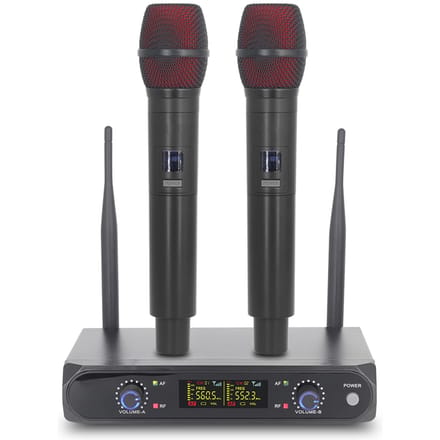 Draadloos microfoonsysteem met 2 handmicrofoons VHF UHF draadloze microfoon voor thuisbioscopen Geluid US Plug zwart